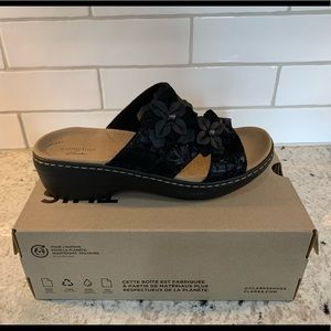 Clarks, Merihian Violet Sandal, Black leather, 8 wide